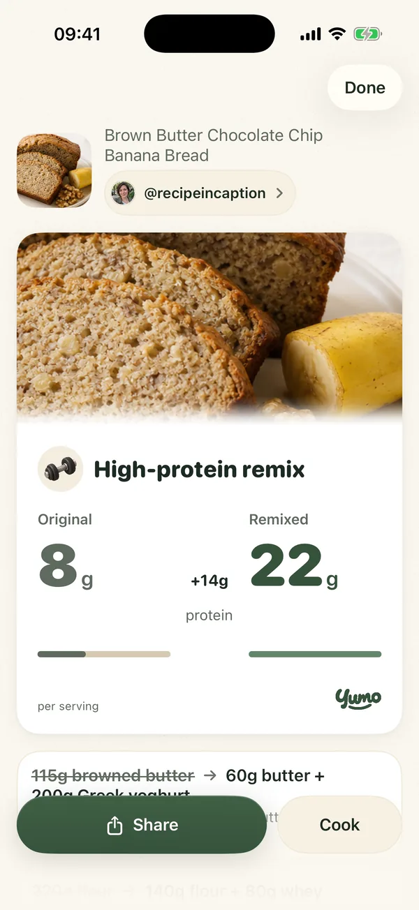 A high-protein Remix with its nutrition per serving